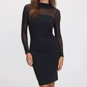 NWT Reitmans Long-Sleeve Mix-Media Dress with Open Back 2X
